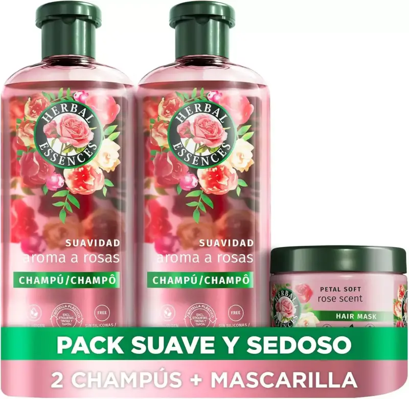 2x Herbal Essences champú Suavidad aroma a Rosas 350ml + Mascarilla 500ml 2x Herbal Essences champú Suavidad aroma a Rosas 350ml + Mascarilla 500ml