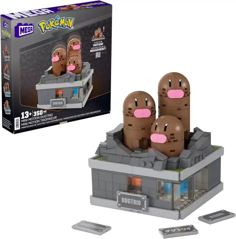 Bloques de construcción MEGA Pokemon Dugtrio Mini en movimiento Bloques de construcción MEGA Pokemon Dugtrio Mini en movimiento
