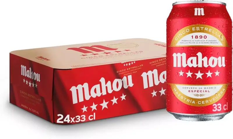 24x33cl Cerveza Dorada Lager Mahou 5 Estrellas 24x33cl Cerveza Dorada Lager Mahou 5 Estrellas