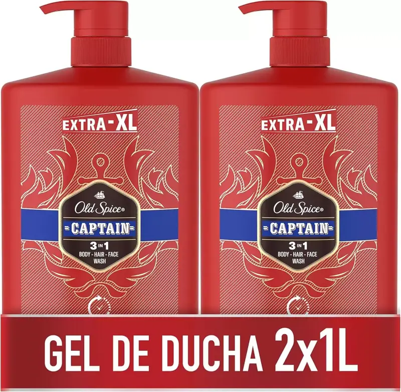2x 1L Gel De Baño Y Champú Old Spice Captain 2x 1L Gel De Baño Y Champú Old Spice Captain