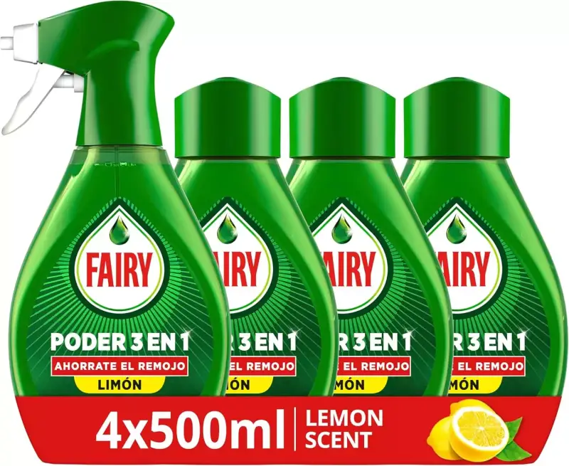 4x 500ml Fairy Poder Sin Remojo Limón Spray 4x 500ml Fairy Poder Sin Remojo Limón Spray