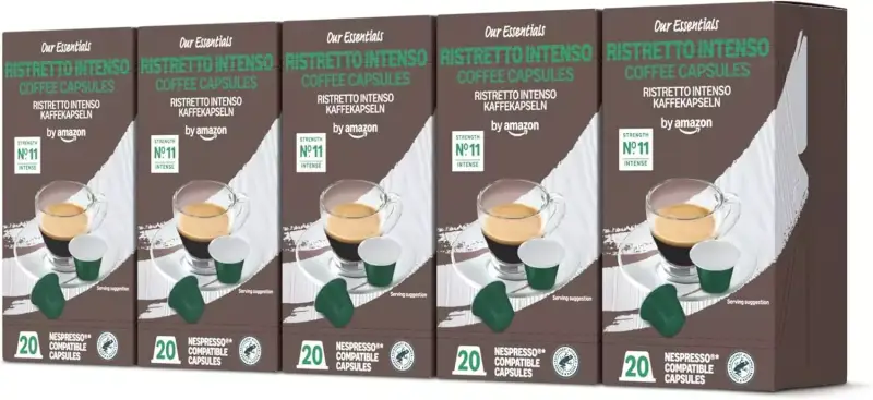 100 cápsulas by Amazon Ristretto Intenso Compatibles con Nespresso 100 cápsulas by Amazon Ristretto Intenso Compatibles con Nespresso