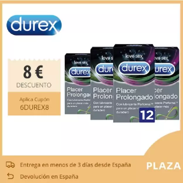 Paquete de 48 condones DUREX placer prolongado Paquete de 48 condones DUREX placer prolongado