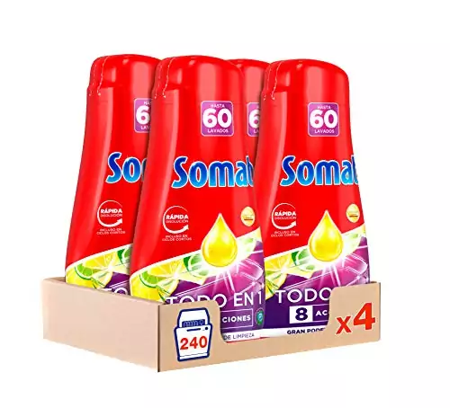 Todo en 1 Gel Lavavajillas Lima y Limón – Pack de 4, 240 Lavados Todo en 1 Gel Lavavajillas Lima y Limón – Pack de 4, 240 Lavados