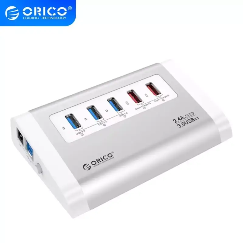 HUB USB3.0 3 puertos + 2 puertos carga + Adap. Corriente HUB USB3.0 3 puertos + 2 puertos carga + Adap. Corriente