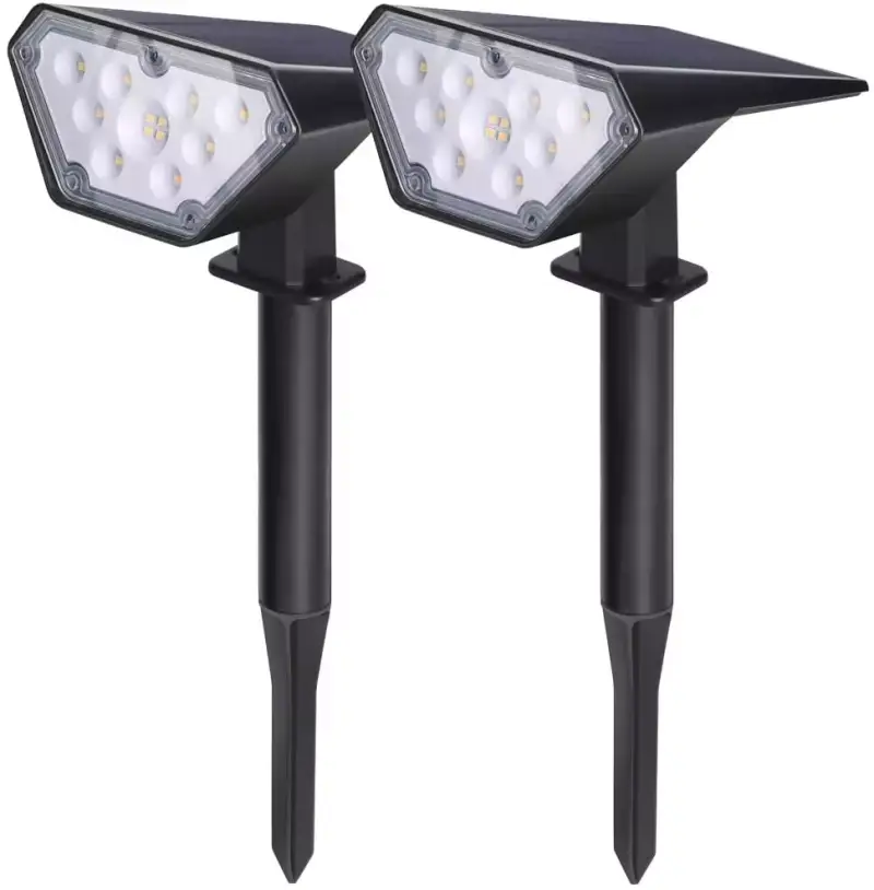 Pack de 2 focos LED con panel solar para jardín Pack de 2 focos LED con panel solar para jardín