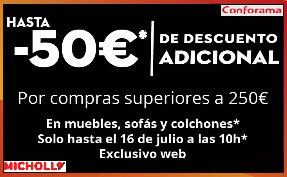 CONFORAMA - Hasta 50€ descuento extra CONFORAMA - Hasta 50€ descuento extra