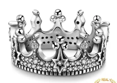 Anillo plateado de corona Anillo plateado de corona