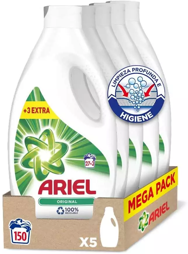 Ariel Detergente Lavadora Líquido 150 Lavados (5 x 30) Ariel Detergente Lavadora Líquido 150 Lavados (5 x 30)
