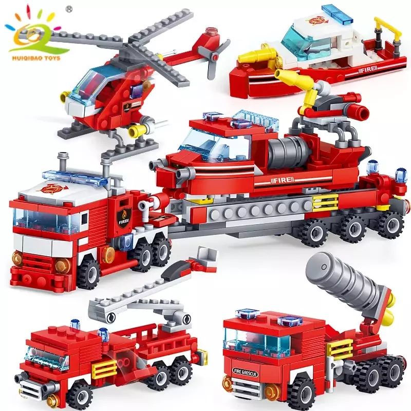 Camión de Bomberos set 348 piezas 4 en 1 Camión de Bomberos set 348 piezas 4 en 1