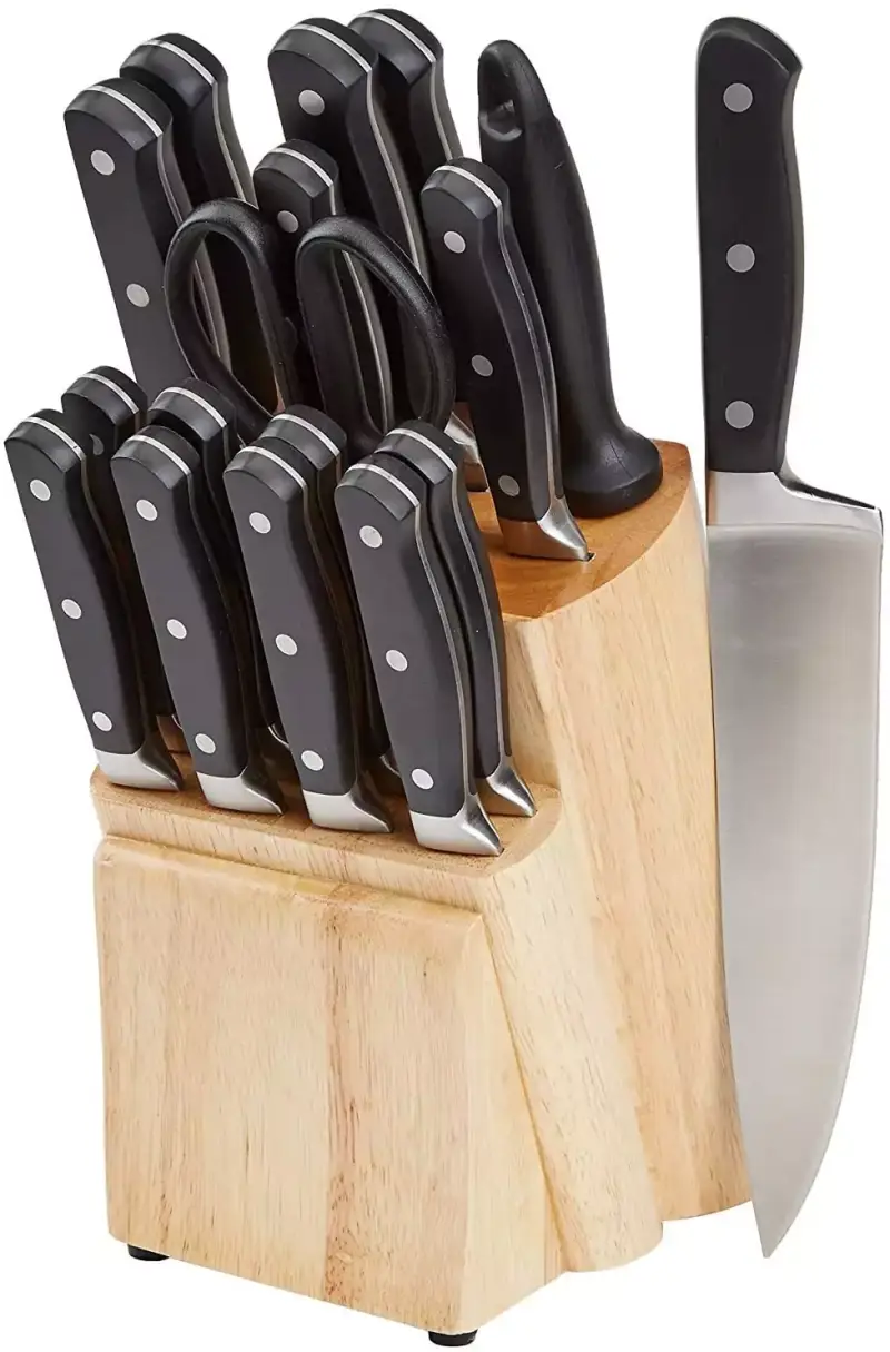 Juego de 18 cuchillos de cocina y soporte AmazonBasics Juego de 18 cuchillos de cocina y soporte AmazonBasics