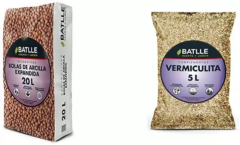 Sustrato Bolas Arcilla Expandida 20l + Sustrato Vermiculita 5L Sustrato Bolas Arcilla Expandida 20l + Sustrato Vermiculita 5L