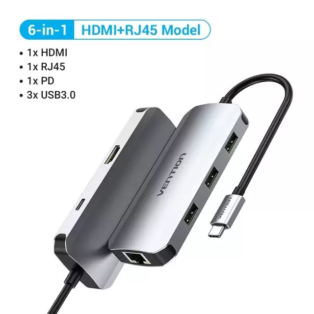 HUB USB-C 6en1 Vention HUB USB-C 6en1 Vention