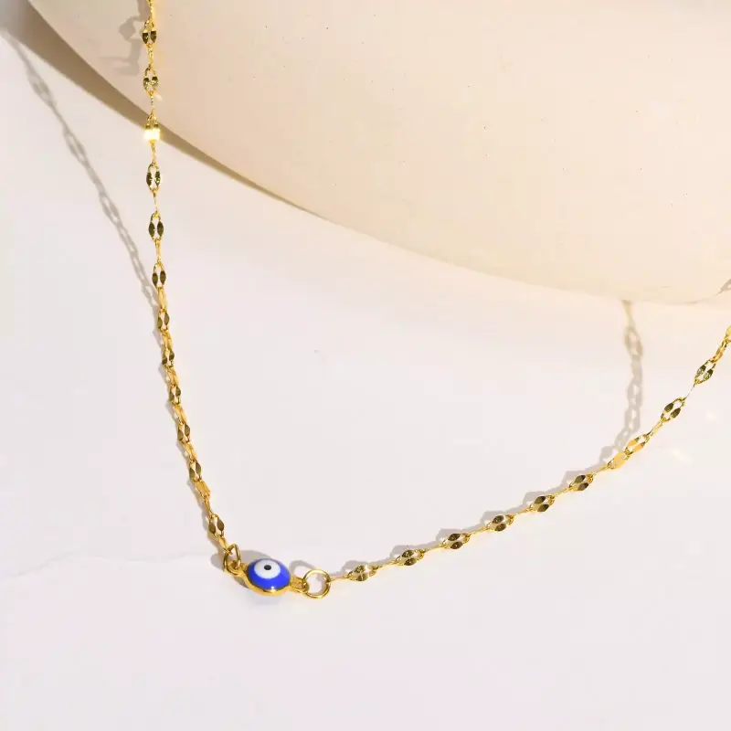 Collar de cadenas de ojo de diablo azul Collar de cadenas de ojo de diablo azul