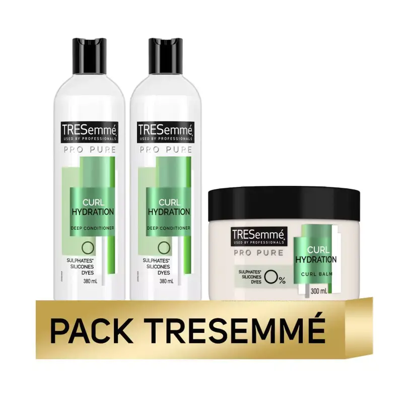 Pro Pure Curl Champú + Acondicionador + Mascarilla Hidratante TRESemmé Pack Pro Pure Curl Champú + Acondicionador + Mascarilla Hidratante TRESemmé Pack