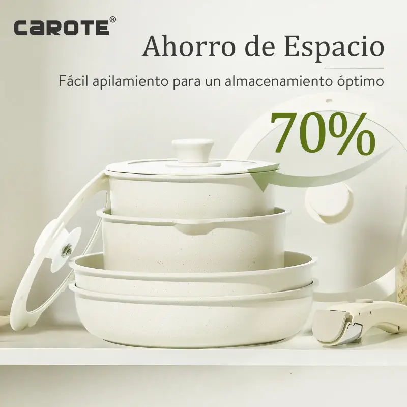 Batería de cocina 8 piezas con tapas Carote Batería de cocina 8 piezas con tapas Carote