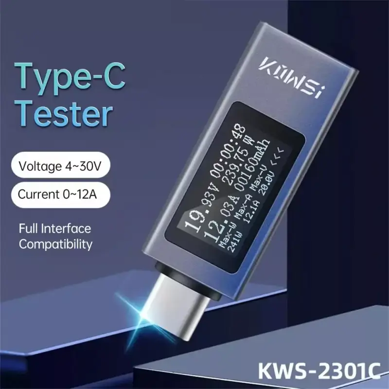 Tester de voltaje y amperios Type-C KWS-2301C Tester de voltaje y amperios Type-C KWS-2301C