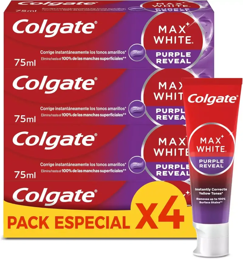 4x 75ml Pasta de Dientes Colgate Max White Purple Reveal 4x 75ml Pasta de Dientes Colgate Max White Purple Reveal
