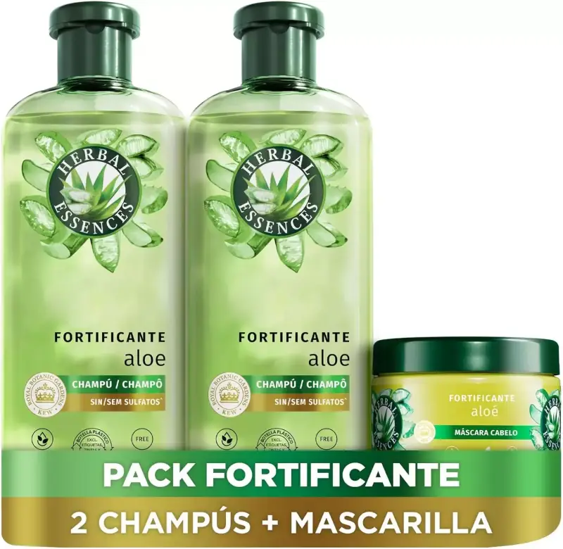 Champú Aloe 2x350ml + Mascarilla Con Aloe 500ml Herbal Essences Champú Aloe 2x350ml + Mascarilla Con Aloe 500ml Herbal Essences