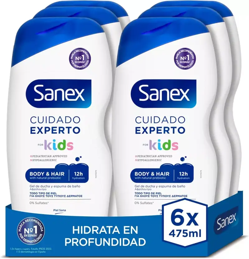 6x 475ml gel de ducha Sanex Cuidado Experto Kids 6x 475ml gel de ducha Sanex Cuidado Experto Kids