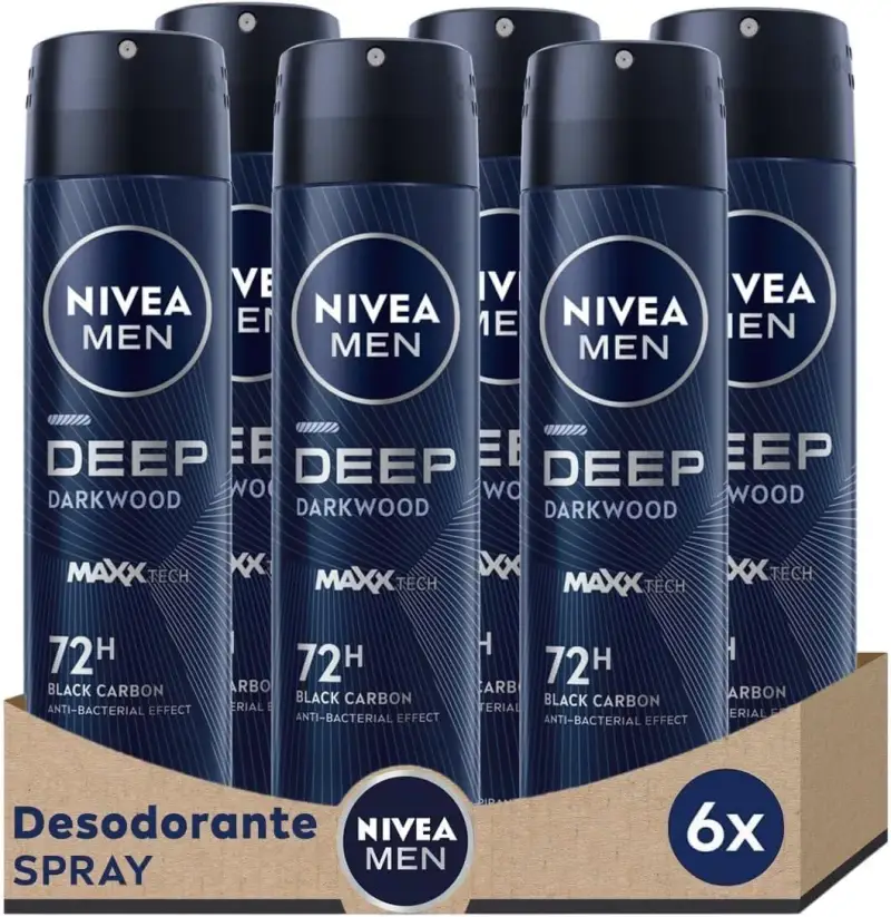 6x 150 ml Nivea Men Deep Darkwood Spray 6x 150 ml Nivea Men Deep Darkwood Spray