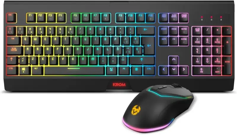Kit Teclado y Ratón Inalámbricos RGB KROM Kabala Kit Teclado y Ratón Inalámbricos RGB KROM Kabala