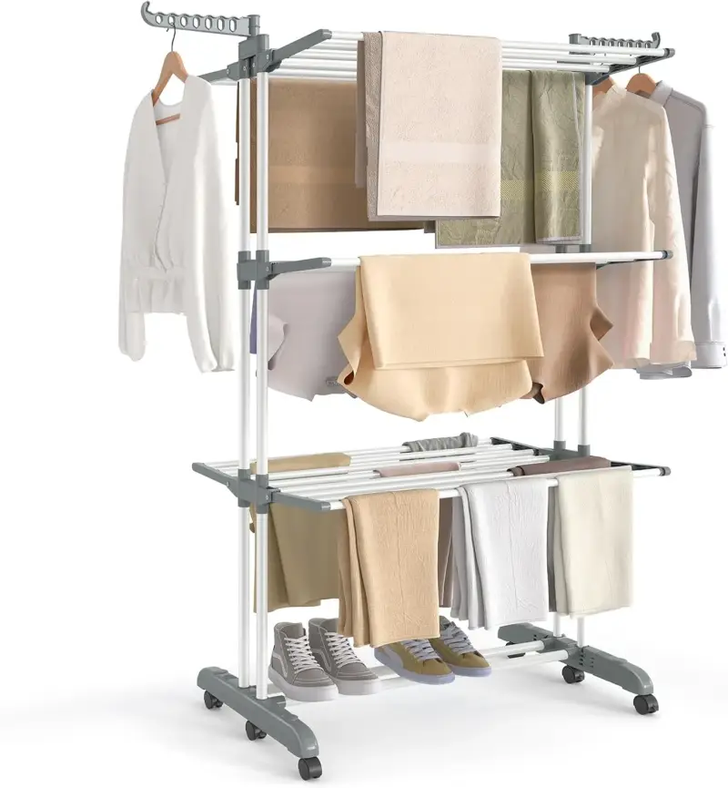 Tendedero plegable de 4 niveles con ruedas Tendedero plegable de 4 niveles con ruedas
