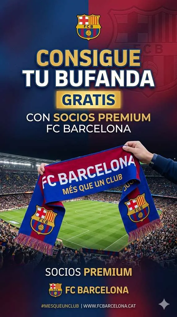 Consigue la bufanda FC Barcelona (Con socios premium) Consigue la bufanda FC Barcelona (Con socios premium)