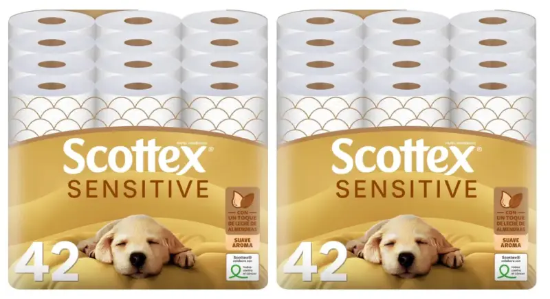 2x 42 Rollos Papel Higiénico Scottex Sensitive 2x 42 Rollos Papel Higiénico Scottex Sensitive