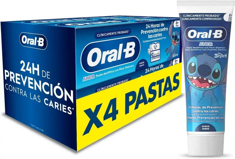 4x75 ml Pasta de Dientes Oral-B Pro Junior Disney Stitch 4x75 ml Pasta de Dientes Oral-B Pro Junior Disney Stitch