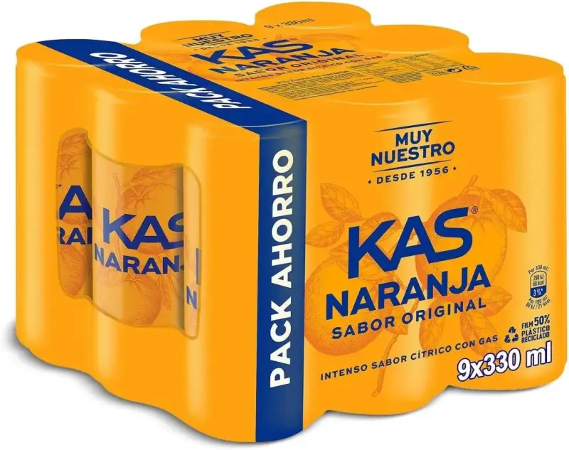 9 Latas de 330 ml KAS Naranja 9 Latas de 330 ml KAS Naranja