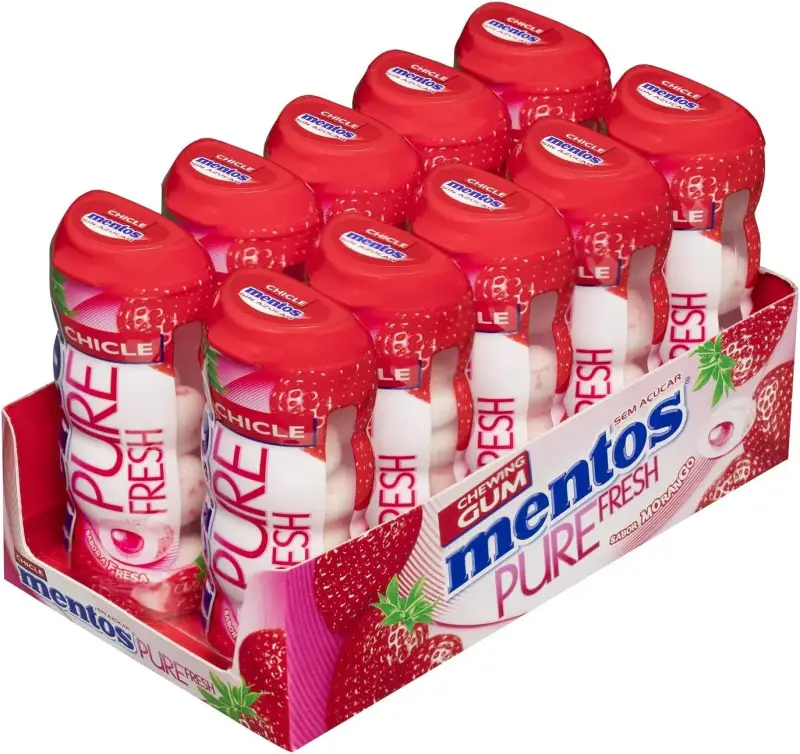 10x 30 gr. Mentos Pocket Chicle Fresa Sin Azúcar 10x 30 gr. Mentos Pocket Chicle Fresa Sin Azúcar