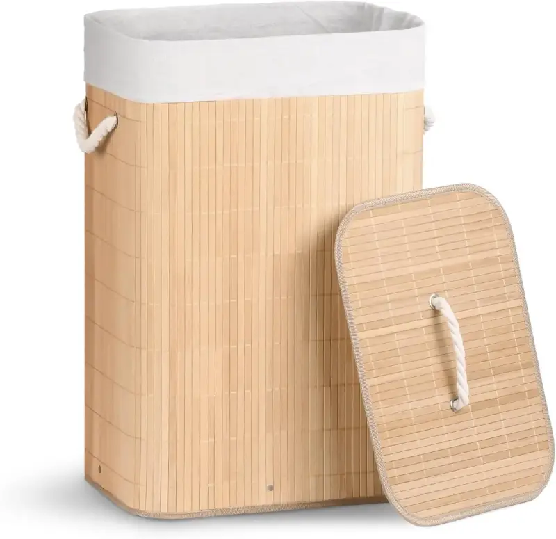 Cesto para ropa sucia plegable de bambú 72L Cesto para ropa sucia plegable de bambú 72L