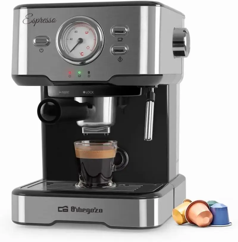 Cafetera Espresso y Cappuccino Orbegozo 20 Bares 1100W Cafetera Espresso y Cappuccino Orbegozo 20 Bares 1100W