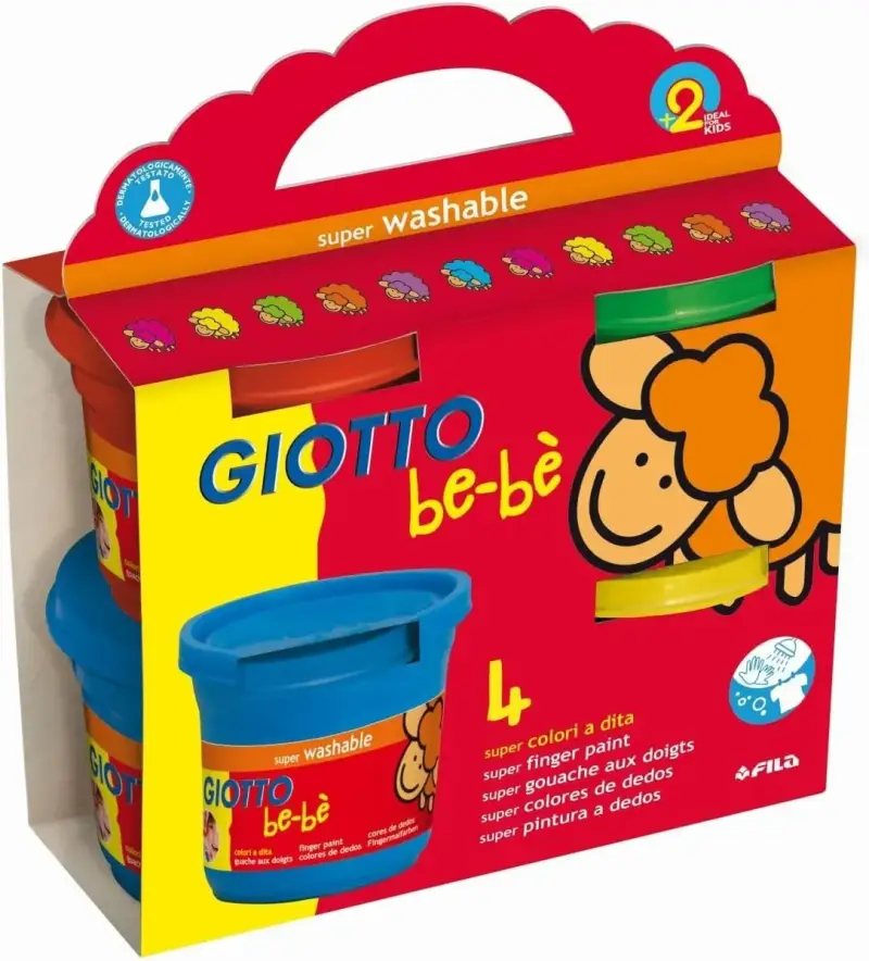 4x 150 ml Botes Pintura a Dedos Lavable GIOTTO be-bè 4x 150 ml Botes Pintura a Dedos Lavable GIOTTO be-bè