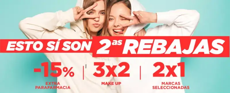 2ª Rebajas en primor 15% extra un 3x2 en make up y un 2x1 en marcas 2ª Rebajas en primor 15% extra un 3x2 en make up y un 2x1 en marcas