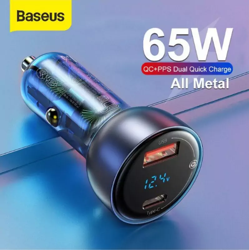 Cargador QC4.0 Baseus 65W Dual para coche Cargador QC4.0 Baseus 65W Dual para coche