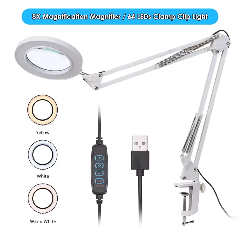 Lámpara LED USB con Lupa de 5 Aumentos Lámpara LED USB con Lupa de 5 Aumentos
