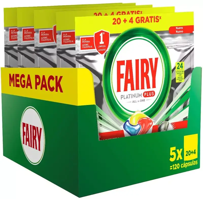 Pastillas Lavavajillas Fairy Platinum Plus All in One 120 Cápsulas Pastillas Lavavajillas Fairy Platinum Plus All in One 120 Cápsulas