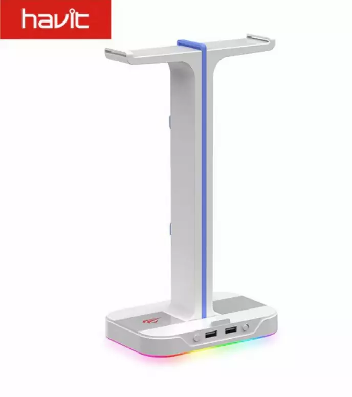 Soporte RGB Doble para Auriculares y Cargador USB Soporte RGB Doble para Auriculares y Cargador USB