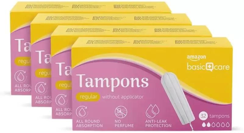 Paquete de 128 Tampones sin aplicador AmazonBasics Paquete de 128 Tampones sin aplicador AmazonBasics