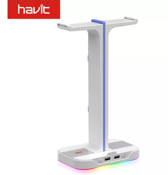 Soporte RGB Doble para Auriculares y Cargador USB Soporte RGB Doble para Auriculares y Cargador USB