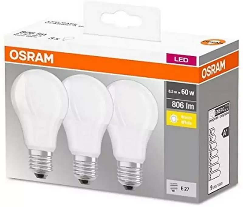 Pack 3 bombillas Osram LED E27 60W Pack 3 bombillas Osram LED E27 60W