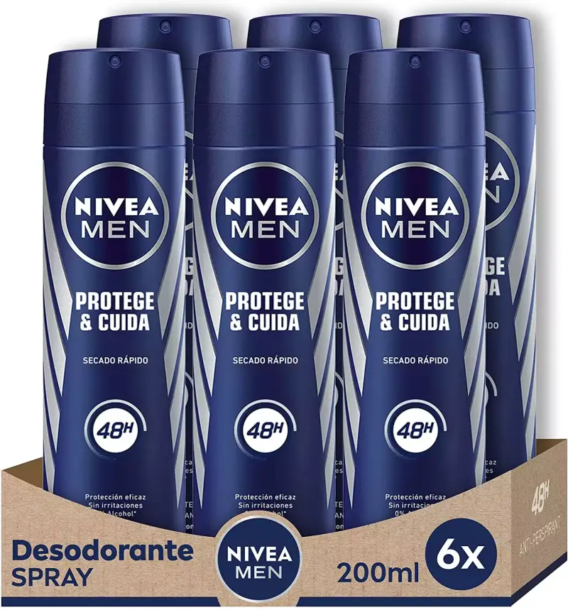 6 desodorantes Nivea Men protege & cuida spray 6 desodorantes Nivea Men protege & cuida spray