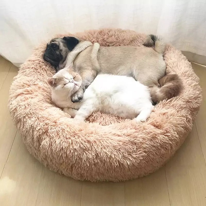 Cama redonda de felpa para mascotas Cama redonda de felpa para mascotas