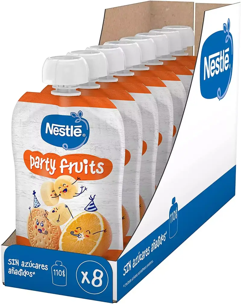Nestlé Party Fruits Puré de frutas infantil 8x110g Nestlé Party Fruits Puré de frutas infantil 8x110g