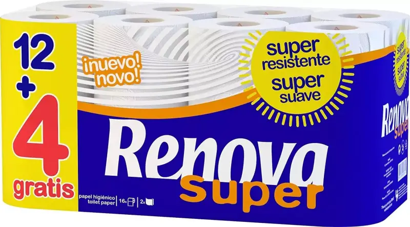 16 rollos papel higiénico Renova doble capa 16 rollos papel higiénico Renova doble capa