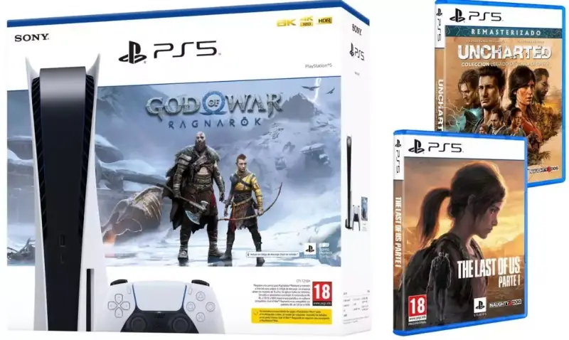 Playstation 5 lector + God Of War Ragnarök + The Last Of Us y Uncharted Collection Playstation 5 lector + God Of War Ragnarök + The Last Of Us y Uncharted Collection
