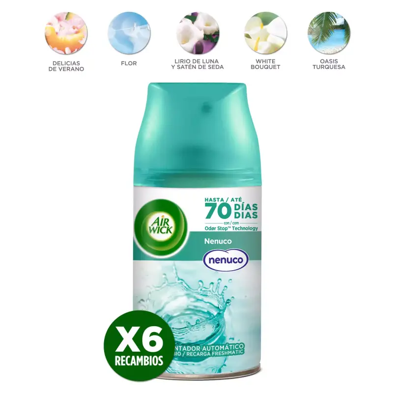 Pack 6x Air Wick Ambientador Freshmatic Pack 6x Air Wick Ambientador Freshmatic