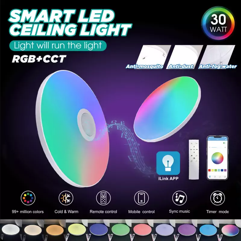 Lámpara de techo RGB con altavoz bluetooth Lámpara de techo RGB con altavoz bluetooth